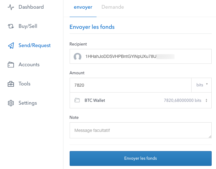 ... puis collez l'adresse dans Coinbase !
