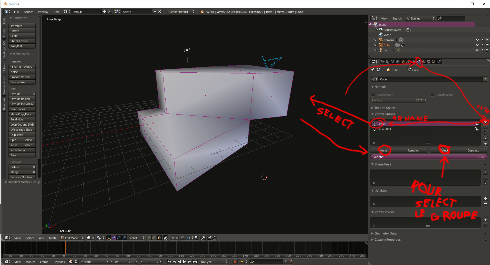 Problèmes de faces sous Blender Blender 3D groupe par
