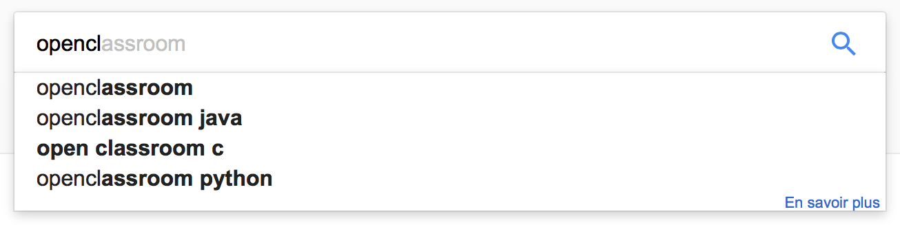 L'autocompletion avec Google