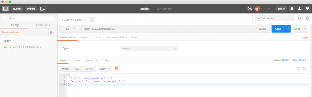 Requête à l'application avec Postman