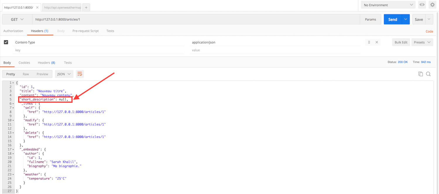 Nouvelle propriété ajoutée à la resource Article