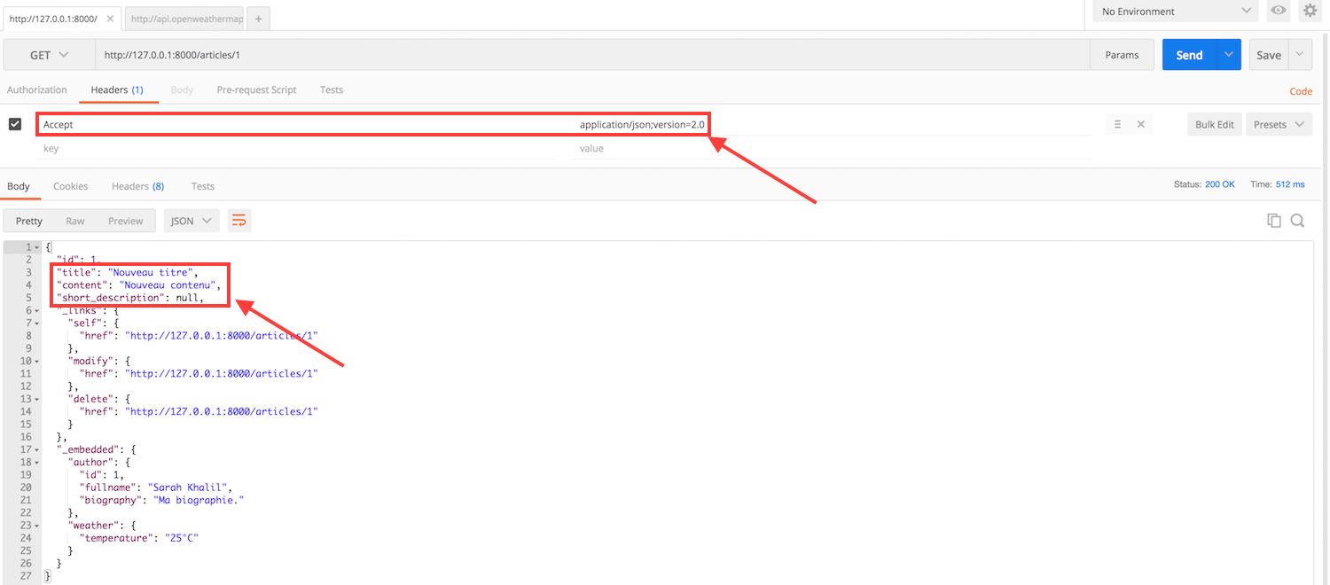 Obtention de la version 2.0 des informations pour la resource Article