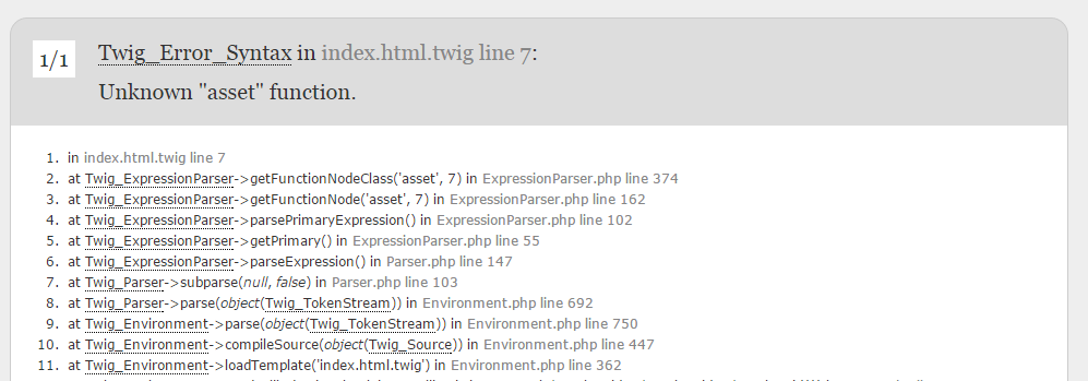 Erreur PHP Twig