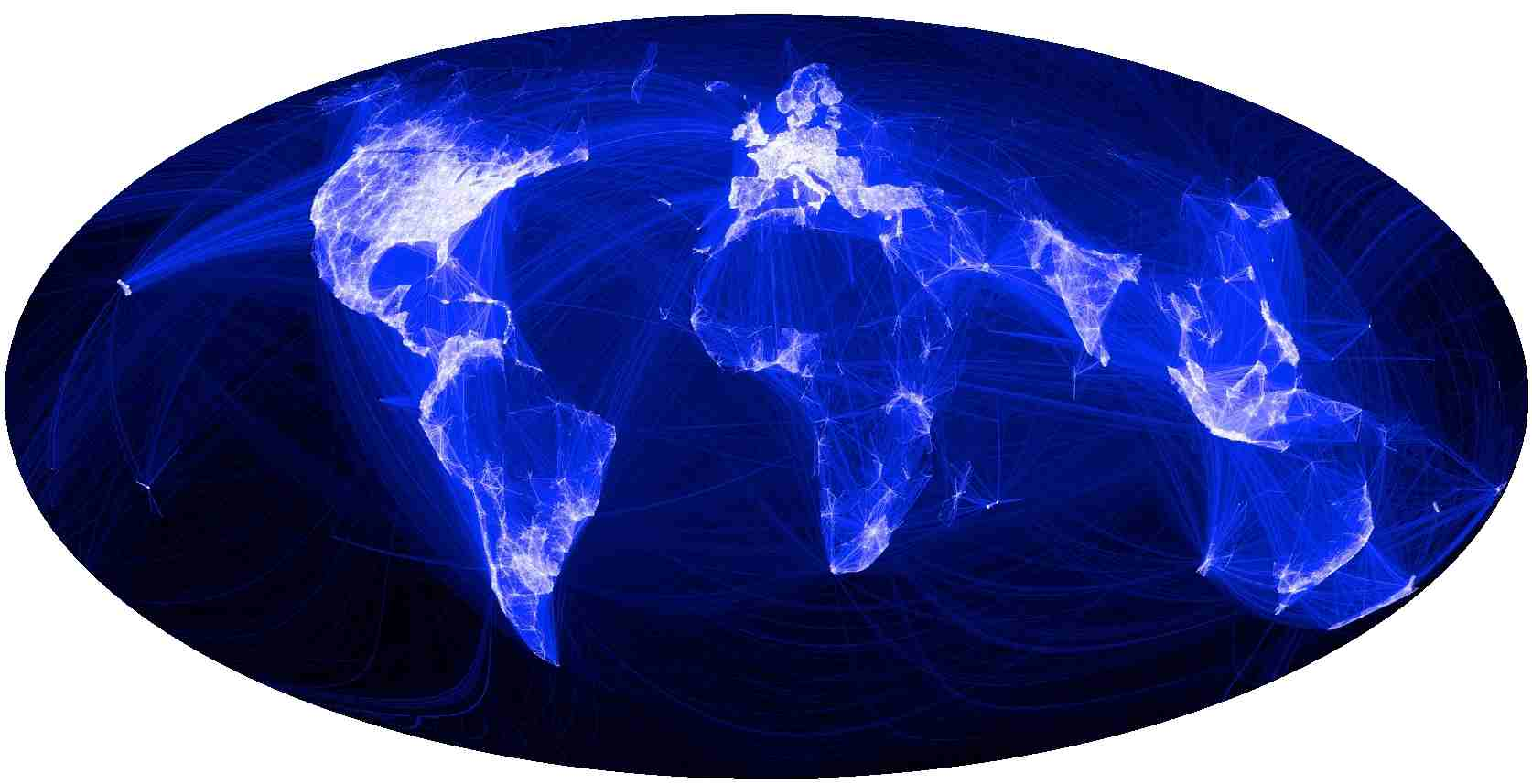 La carte planétaire du réseau social le plus utilisé au monde, en 2011. Cette carte montre avant tout que ce monde numérique ne concerne qu’une minorité de la population de la planète, celle qui a accès à Internet. © mondegeonumerique, T. Joliv