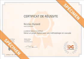 Exemple de certificat OpenClassrooms
