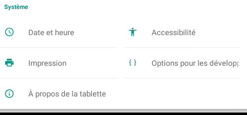 Options de développement