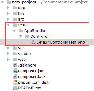 Premier test fourni à l'installation de Symfony full stack