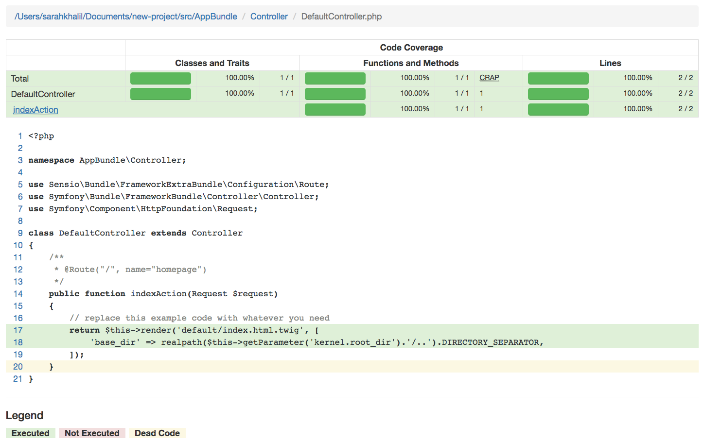 Visualiser le code couvert