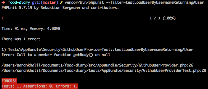 Lancement du test
