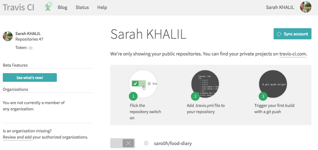 Liste des repositories Github