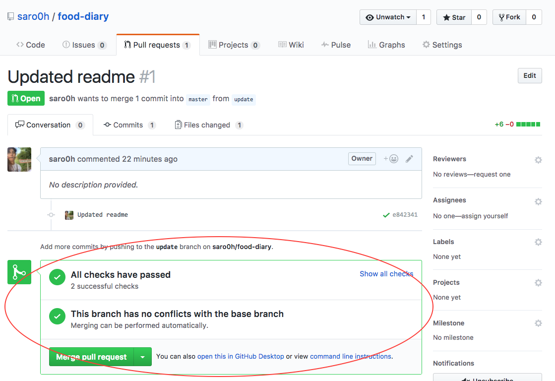 Résultat du build visible directement sur la page de la pull request