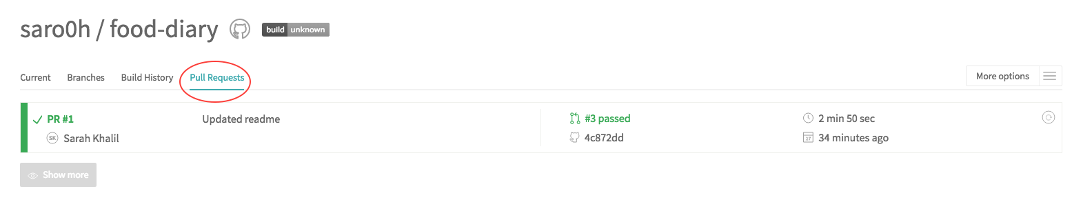 Liste des pull requests depuis Travis