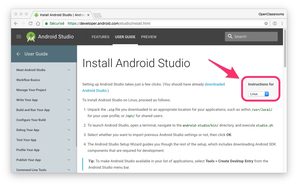 Install Android Studio - Develop Your First Android Application -  OpenClassrooms