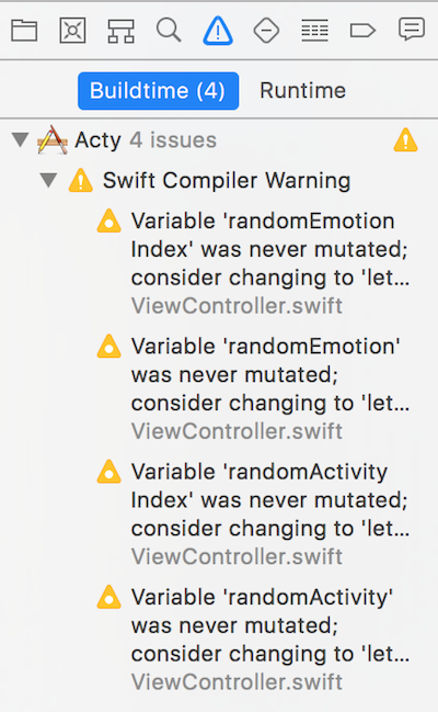 Xcode Issue Navigator