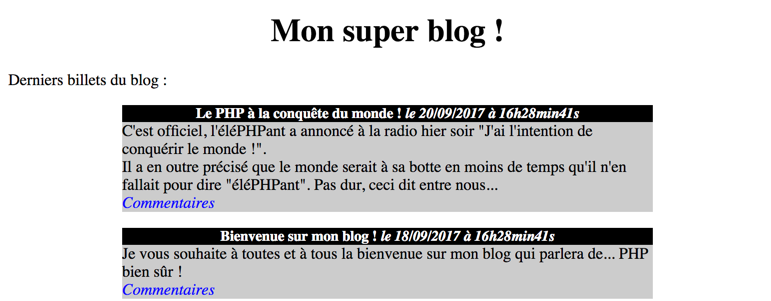 Liste des billets