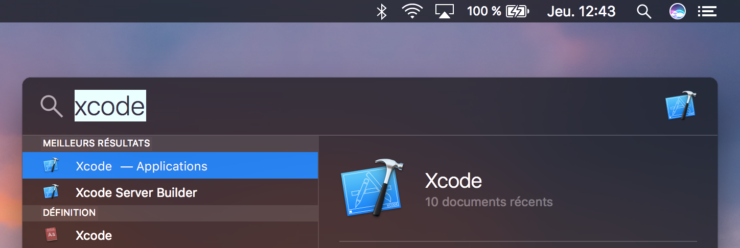 Démarrer Xcode