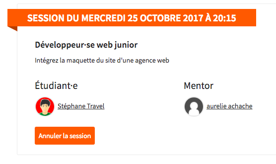 Annuler la session pour signifier le No-Show