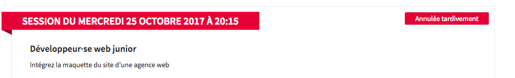 Une session notifiée No-Show