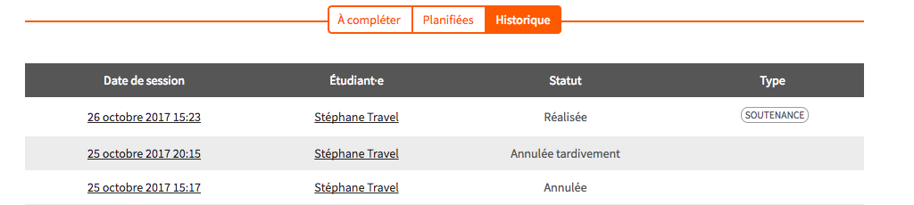 Votre historique avec les sessions