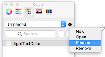 Renaming custom color palette
