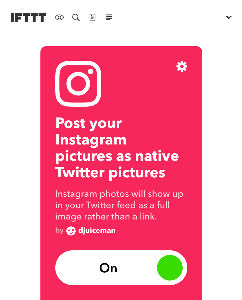 Voici une des recettes IFTTT permettant de traiter les images Instagram pour en faire des tweets engageants