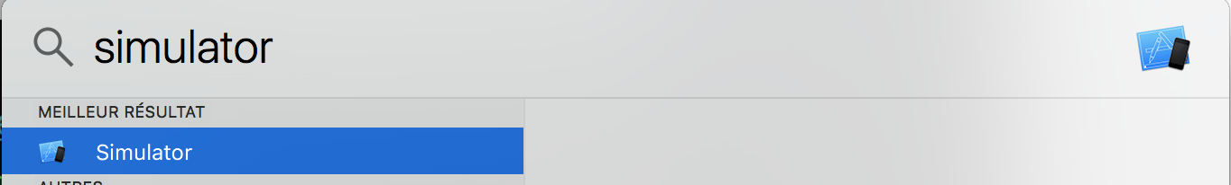 Recherche simulator sur Mac