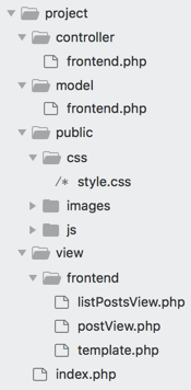 Le code est regroupé par sections. Pour l'instant, nous avons une seule section : frontend