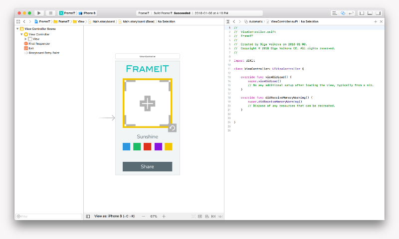 Assistant view - Main screen & ViewController