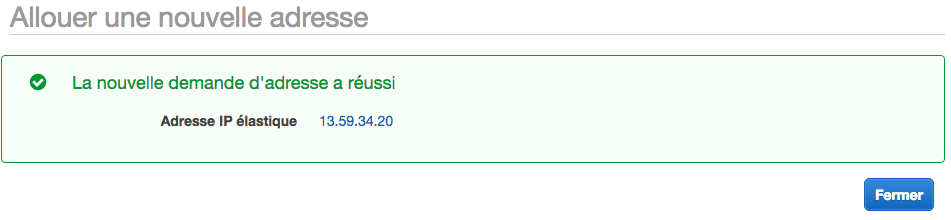 On a obtenu une IP Elastic !
