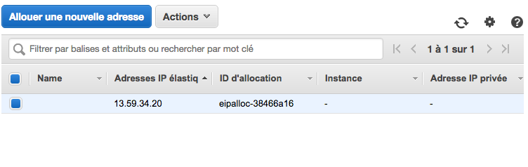 L'IP n'est pas associée à une instance