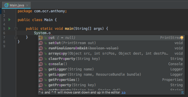 Auto-complétion sur IntelliJ