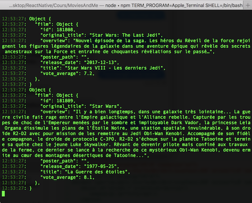 Logs this.props du component FilmItem
