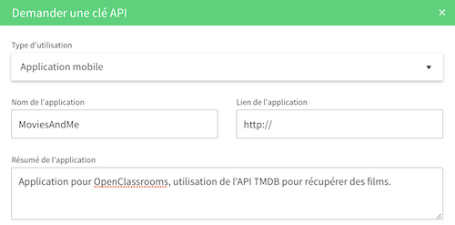 API TMDB : Création d'une application