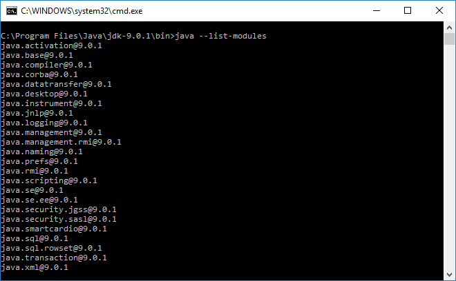 Liste des modules Java 9