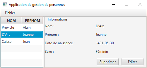 Chargement des données dans l'IHM