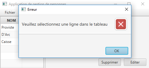 Ajout d'une popup d'information