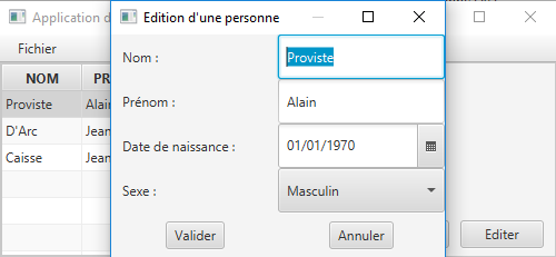 Modification d'une personne