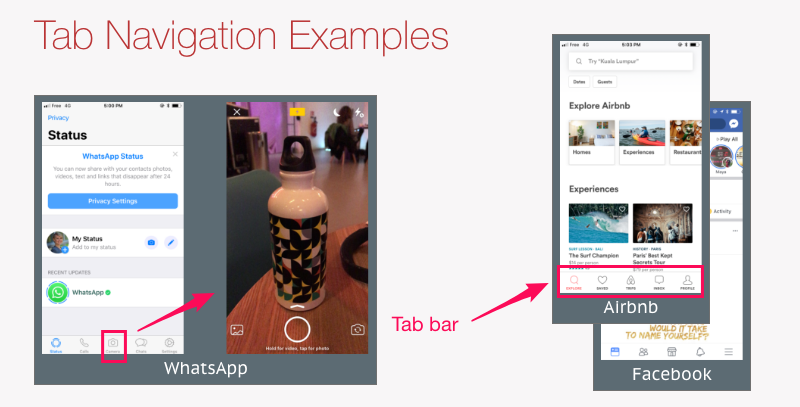 Apps with tab navigation