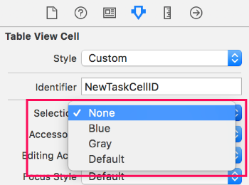 Configuring cell selection visualization