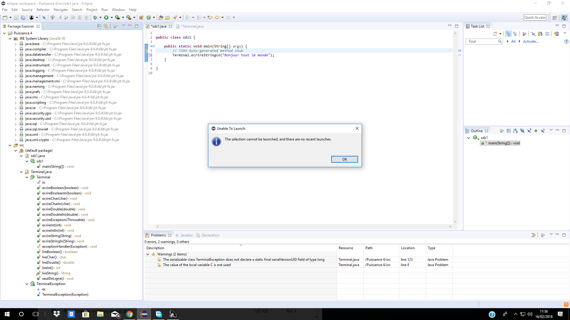 Problème java class terminal débutant par JonathanBourdon1 page 1