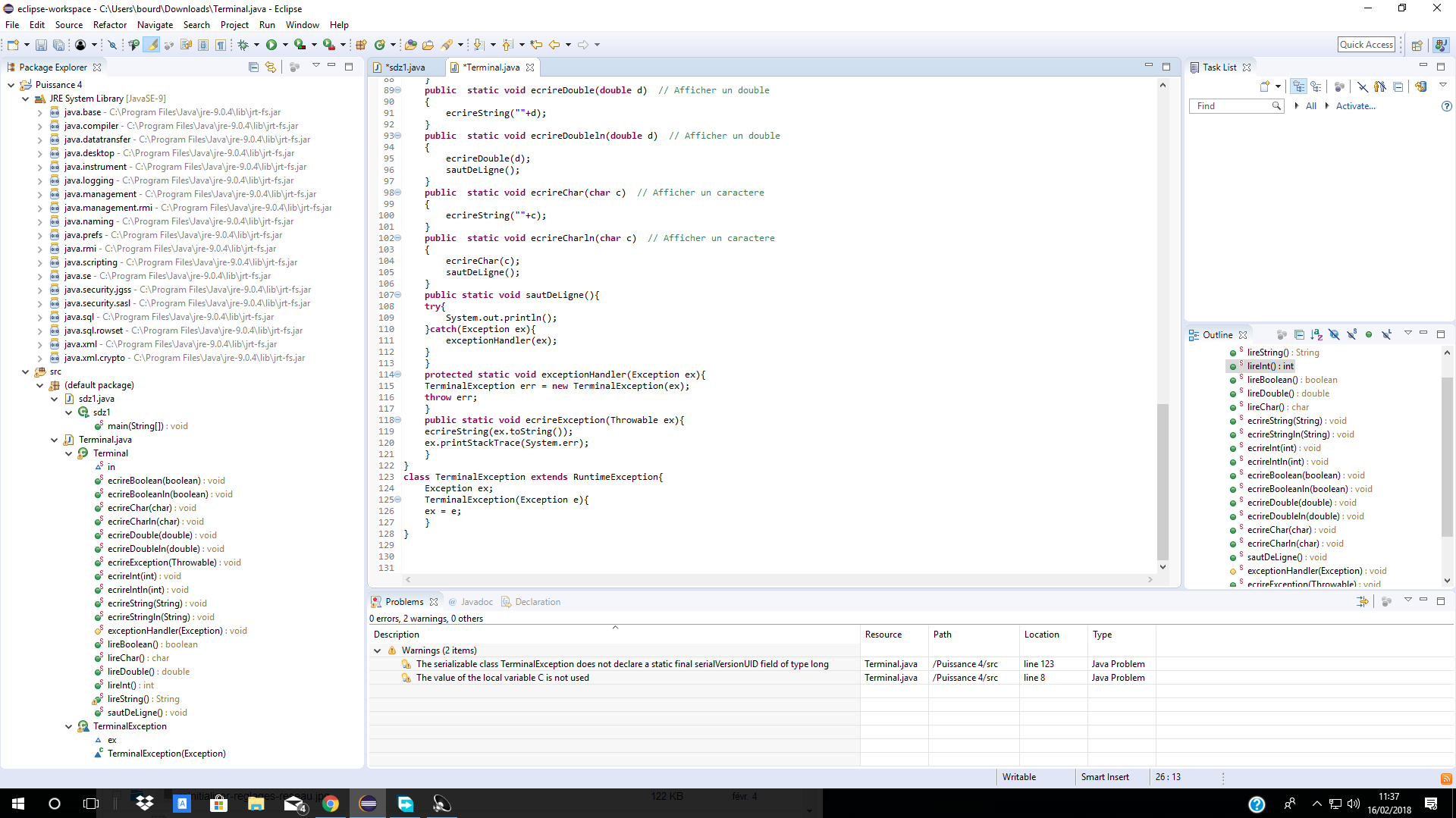 Problème java class terminal débutant par JonathanBourdon1 page 1