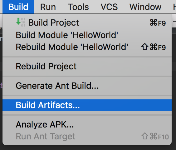 Build > Build Artifacts...