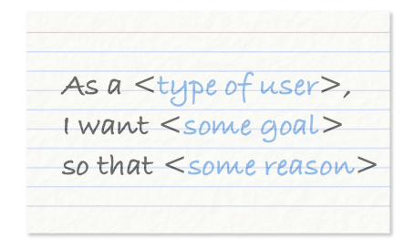 User stories should be expressed in this format