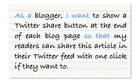 A user story for a twitter share button