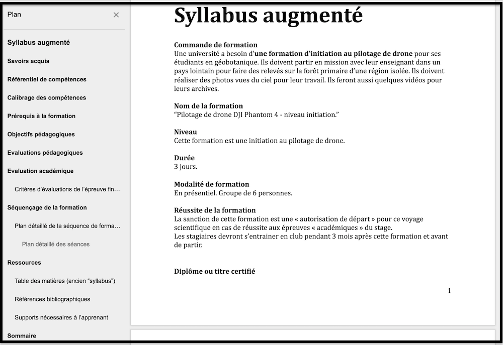 Exemple de syllabus augmenté :