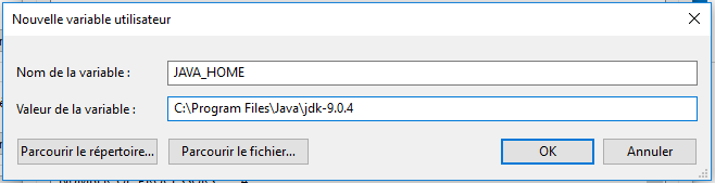 Ajout d'une nouvelle variable utilisateur sur Windows