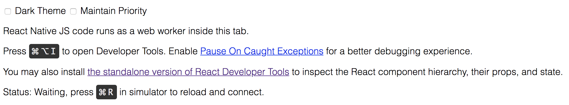 Chrome Developer Tools page d'accueil