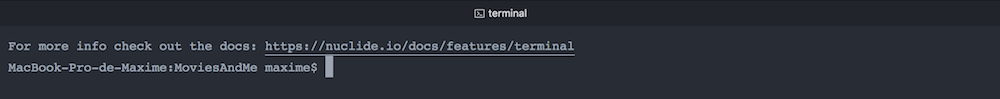 Onglet terminal Nuclide dans Atom
