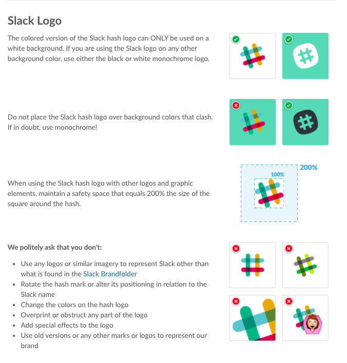 Visual representations of the logo used in correctly to show how it should be used.