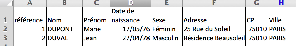 L'adresse n'est pas visible en entier